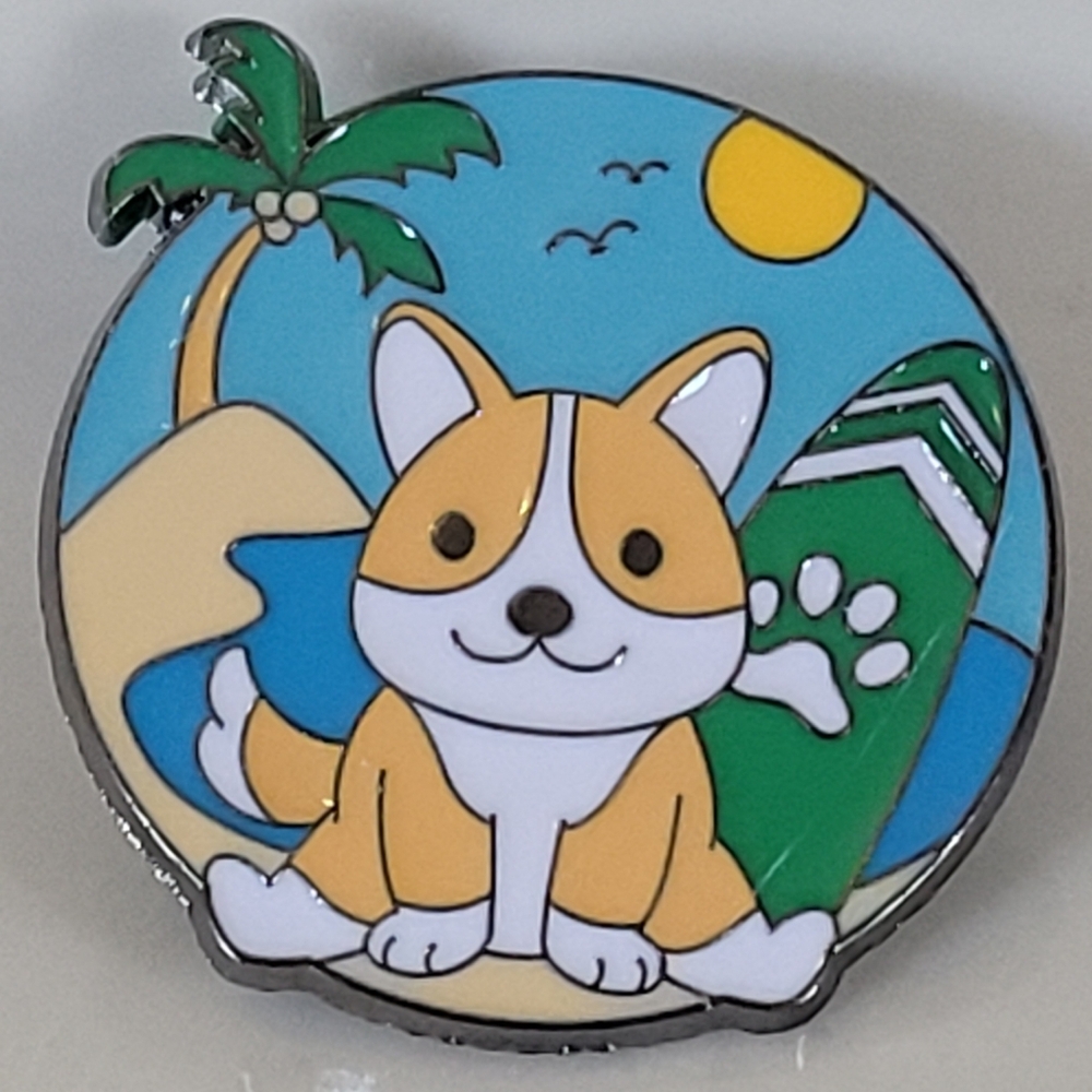 Corgi Surfin Summer Enamel Pin